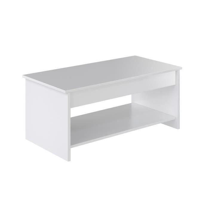 Table basse relevable style contemporain blanc mat, Happy