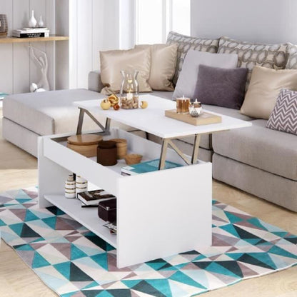 Table basse relevable style contemporain blanc mat, Happy