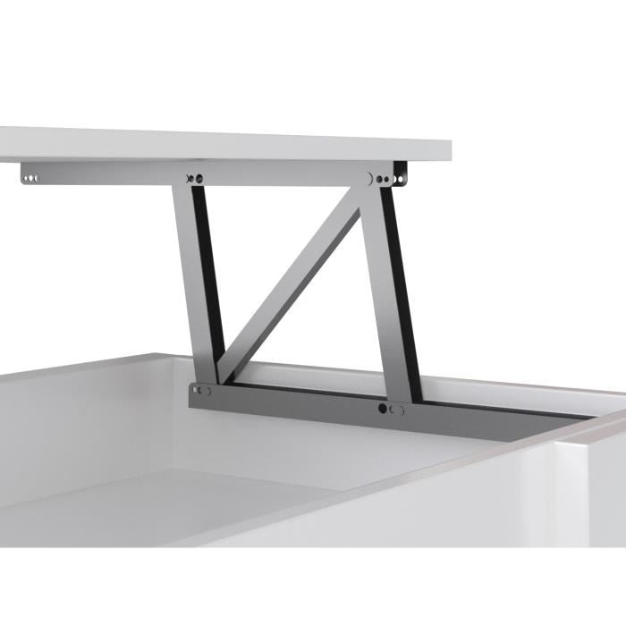 Table basse relevable style contemporain blanc mat, Happy