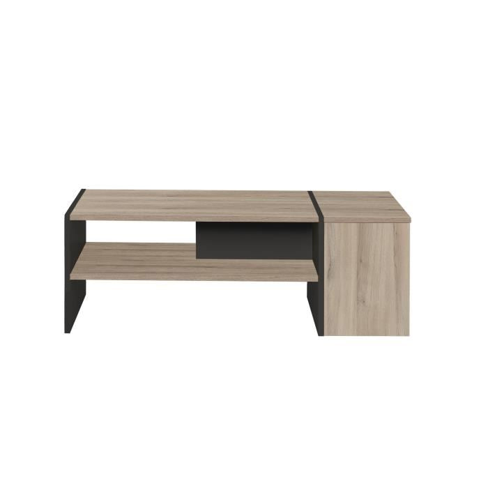 Table basse bar, style industriel, décor chêne noir, Yori - L110 cm