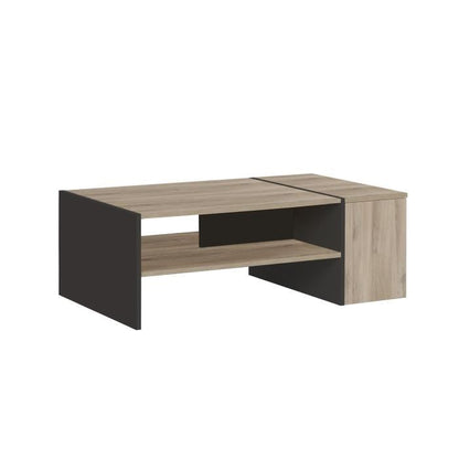 Table basse bar, style industriel, décor chêne noir, Yori - L110 cm