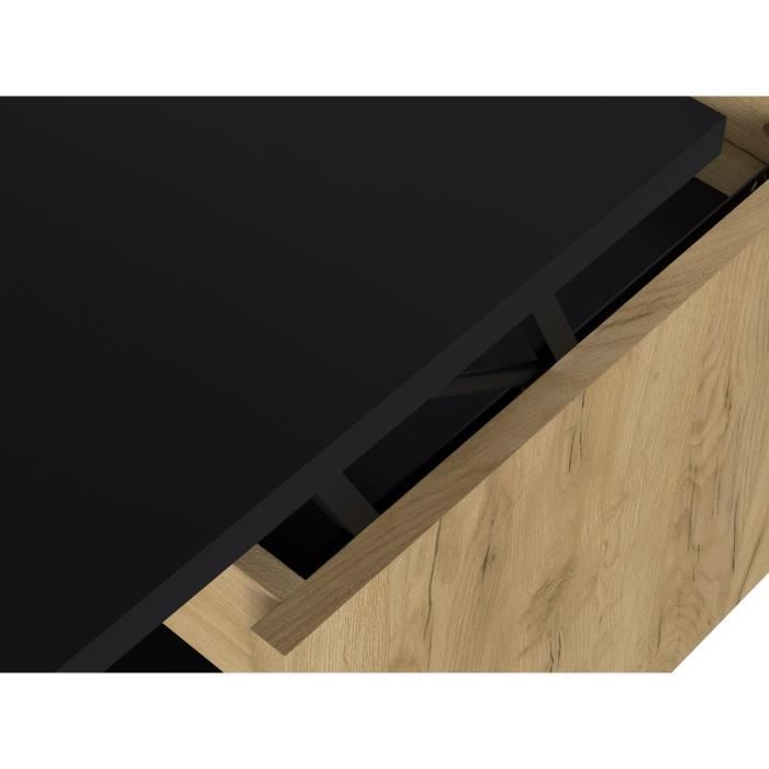 Table basse relevable décor chêne et noir, 100 cm, Happy