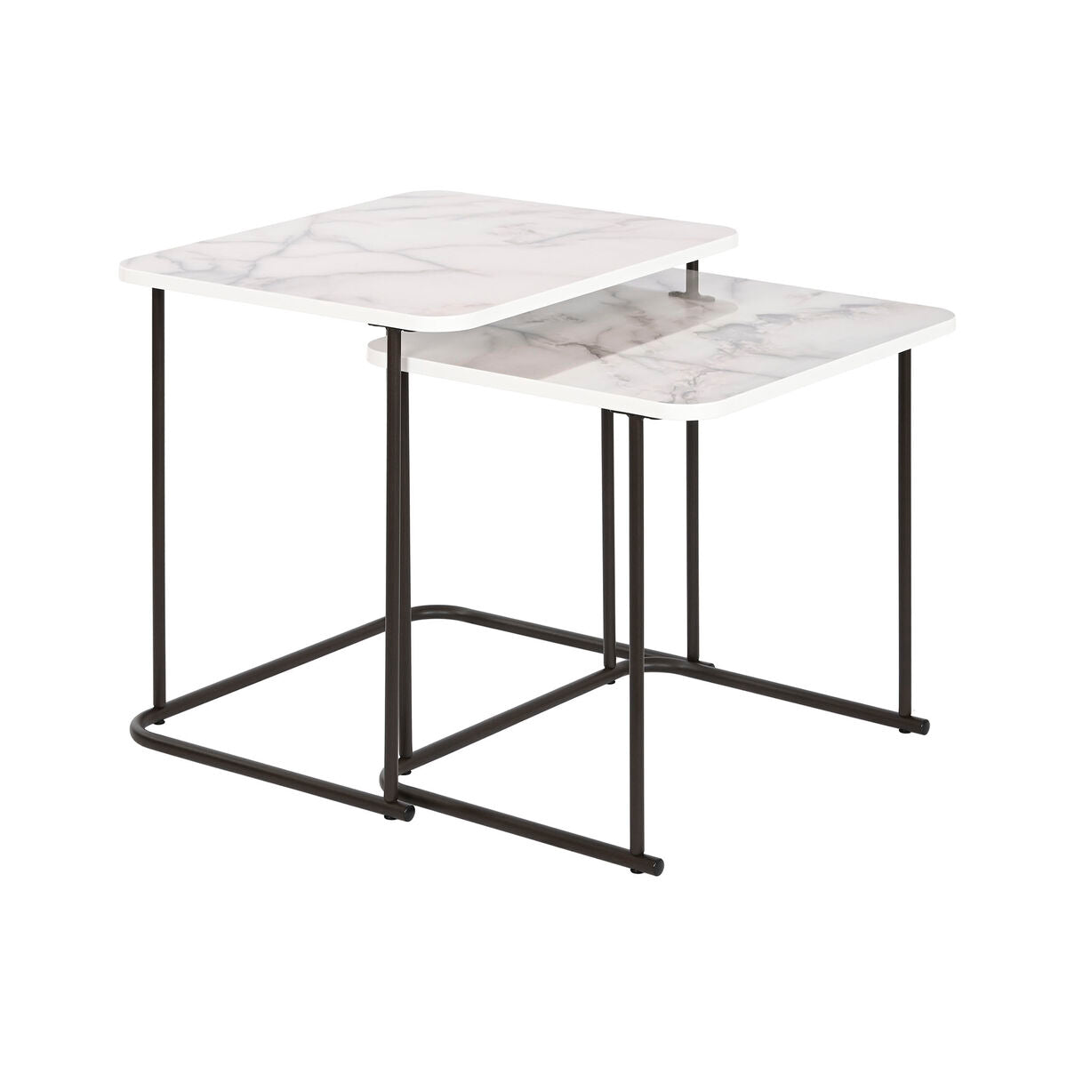 Jeu de 2 tables DKD Home Decor Blanc Noir Métal Bois MDF 51 x 43 x 49 cm