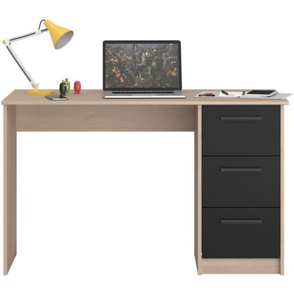 Bureau droit 3 tiroirs, décor chêne Brooklyn, 121 cm, Essentielle, Parisot