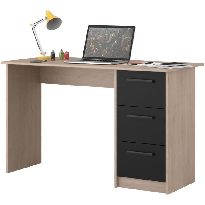 Bureau droit 3 tiroirs, décor chêne Brooklyn, 121 cm, Essentielle, Parisot