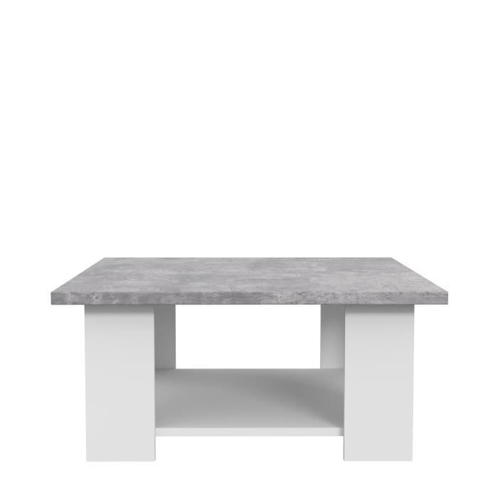 Table basse contemporaine blanc et béton clair, Pilvi, L67 cm