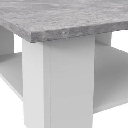 Table basse contemporaine blanc et béton clair, Pilvi, L67 cm