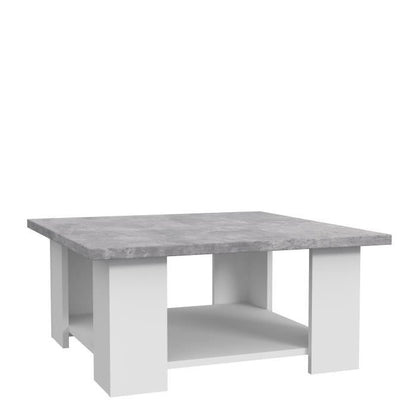 Table basse contemporaine blanc et béton clair, Pilvi, L67 cm