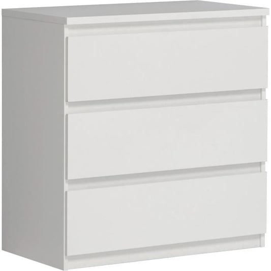 Commode 3 tiroirs blanc mat, Chelsea