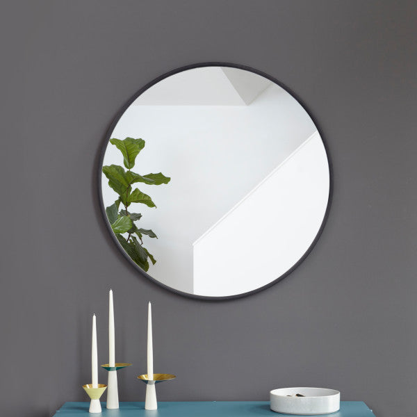 Miroir rond Hub, cadre noir, Umbra