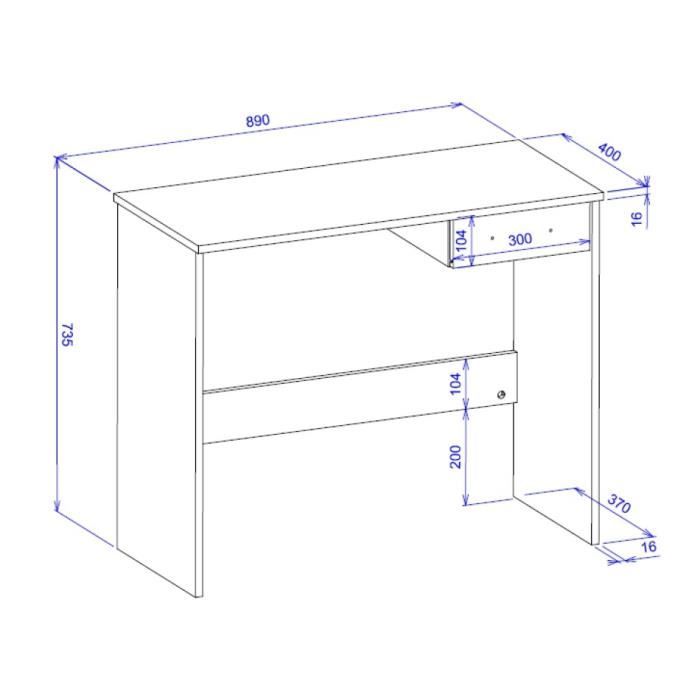 Bureau 1 tiroir décor chêne sonoma 89 cm, Fritz 30