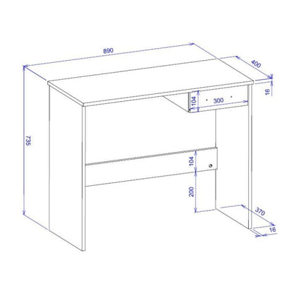 Bureau 1 tiroir décor chêne sonoma 89 cm, Fritz 30