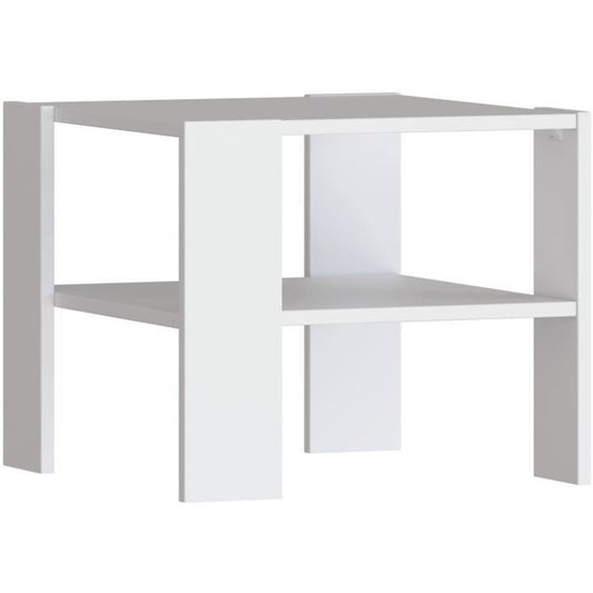 Table basse 2 plateaux décor blanc, Pilvi, style contemporain, L55 cm