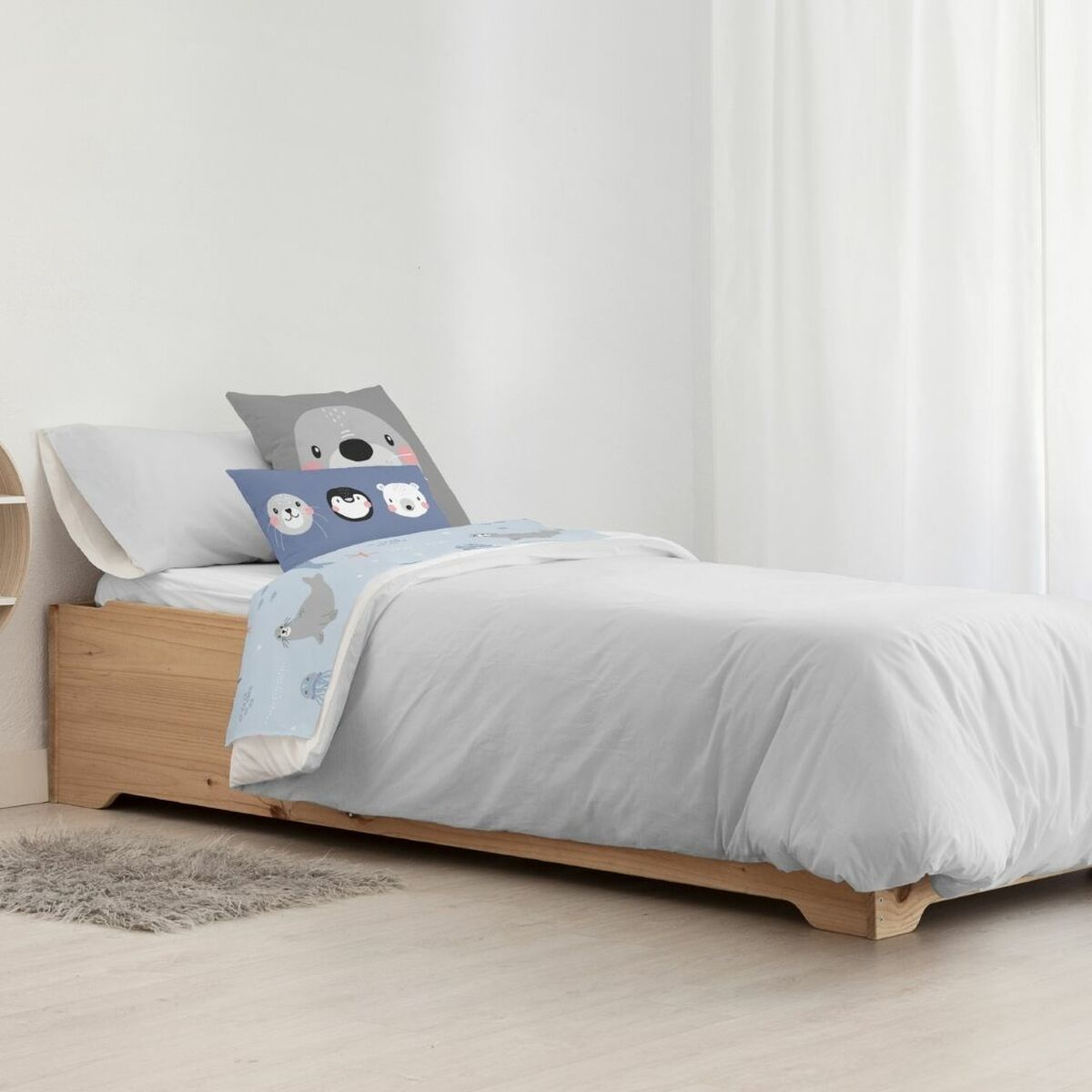 Housse de Couette Kids&Cotton Kanu Gris 155 x 220 cm