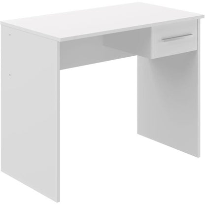 Bureau petit tiroir mélaminé blanc 90 cm