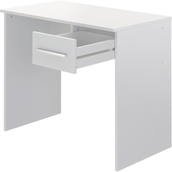 Bureau petit tiroir mélaminé blanc 90 cm